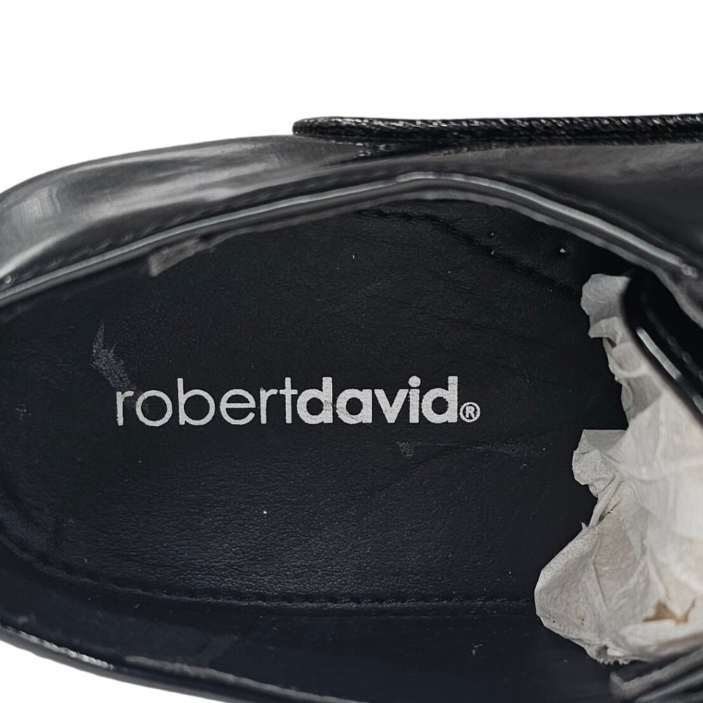 Robert David Mens Black Patent and Textured Cap Toe Oxford Dress Shoes 11 New - Picture 8 of 9